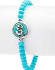 Initial S Turquoise Charm Stretch Bracelet