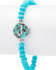 Initial J Turquoise Charm Stretch Bracelet