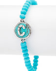 Initial C Turquoise Charm Stretch Bracelet