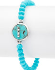 Initial I Turquoise Charm Stretch Bracelet