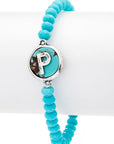 Initial P Turquoise Charm Stretch Bracelet