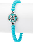 Initial M Turquoise Charm Stretch Bracelet