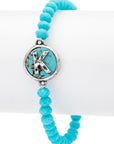 Initial K Turquoise Charm Stretch Bracelet