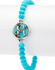 Initial H Turquoise Charm Stretch Bracelet