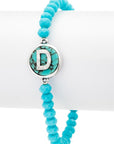 Initial D Turquoise Charm Stretch Bracelet