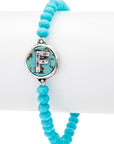 Initial F Turquoise Charm Stretch Bracelet