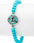 Initial E Turquoise Charm Stretch Bracelet