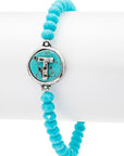 Initial T Turquoise Charm Stretch Bracelet