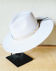 Cream & Gold Metallic Leather Hat Band Only 984e