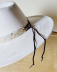 Cream & Gold Metallic Leather Hat Band Only 984e