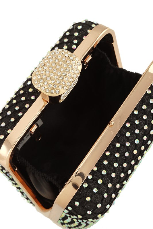 Rhinestone Paved Square Shape Crossbody Bag