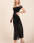 Lace Off Shoulder Chiffon Dress