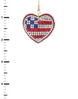 USA Flag Rhinestone Heart Shape Pillow Earrings