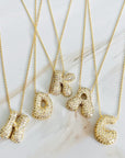 Crystal Bubble Initial Necklace