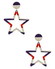 Patriot Color Printed Cutout Star Earrings