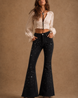 GJG Denim Starlit Glam Black Rhinestone Bell Bottom Jeans