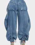 Athina Urban Chic Drawstring Denim Cargo Pants