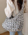 Quilted Bubble Metallic Crossbody Bag