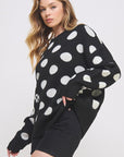 Jade By Jane PLUS Polka Dot Soccer Ball Long Sleeve Knit Sweater