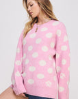 Jade By Jane PLUS Polka Dot Soccer Ball Long Sleeve Knit Sweater