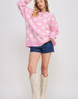 Jade By Jane PLUS Polka Dot Soccer Ball Long Sleeve Knit Sweater