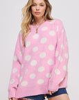 Jade By Jane PLUS Polka Dot Soccer Ball Long Sleeve Knit Sweater