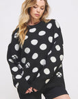 Jade By Jane PLUS Polka Dot Soccer Ball Long Sleeve Knit Sweater