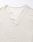 Women Textured Wide Sleeve V Neck T Shirt