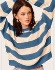 Striped Round Neck Loose Fit Sweater