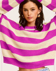 Striped Round Neck Loose Fit Sweater