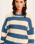 Striped Round Neck Loose Fit Sweater