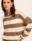 Striped Round Neck Loose Fit Sweater