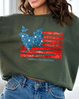 Butterfly USA Flag Graphic Fleece Sweatshirts