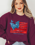 Butterfly USA Flag Graphic Fleece Sweatshirts