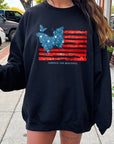 Butterfly USA Flag Graphic Fleece Sweatshirts