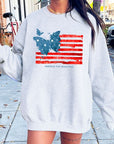 Butterfly USA Flag Graphic Fleece Sweatshirts