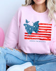 Butterfly USA Flag Graphic Fleece Sweatshirts