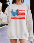 Butterfly USA Flag Graphic Fleece Sweatshirts