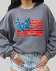 Butterfly USA Flag Graphic Fleece Sweatshirts