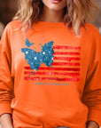 Butterfly USA Flag Graphic Fleece Sweatshirts