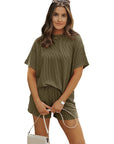 Women Textured Knit Loose Fit Tee and Shorts Set