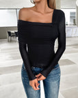 Long Sleeve One Shoulder Blouse