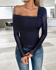 Long Sleeve One Shoulder Blouse