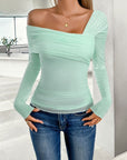 Long Sleeve One Shoulder Blouse