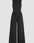 Women Cinched Waist Sleeveless Wide Leg Jumpsuit