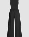 Women Cinched Waist Sleeveless Wide Leg Jumpsuit