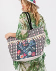 Dragonfly and Tassel Beaded Tote Bag