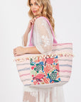 Turtle and Tassel Beaded Tote Bag