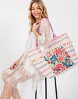 Turtle and Tassel Beaded Tote Bag