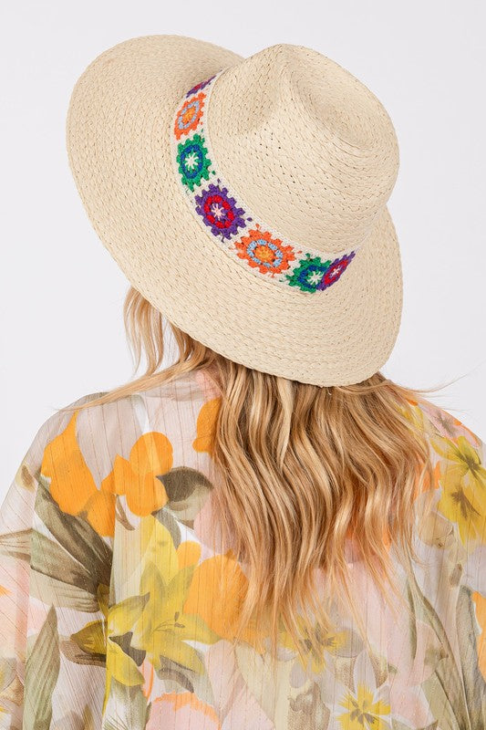 Flower Straw Band Sun Hat